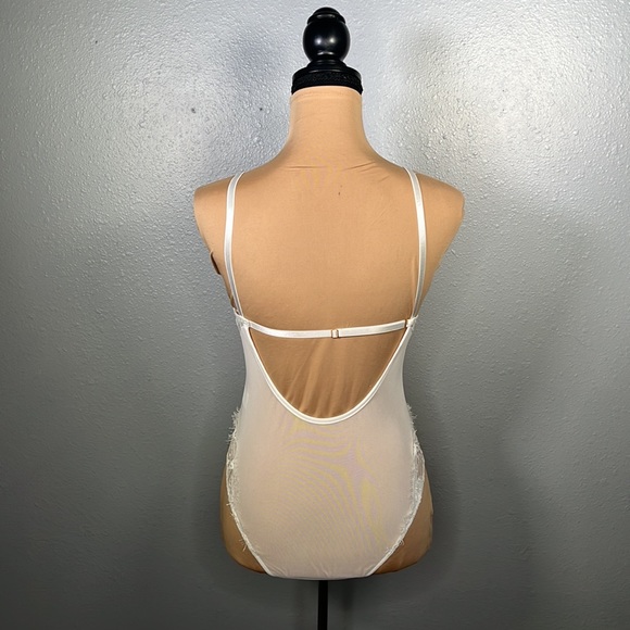 white lace underwire sexy coquette teddy lingerie boudoir babydoll bodysuit sz S - Picture 5 of 11